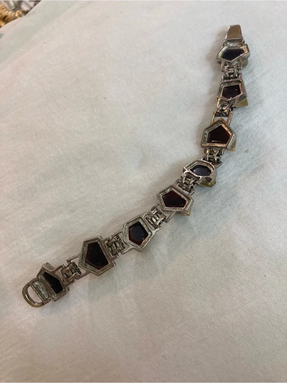Yellow Green Stones Vintage Bracelet Magnetic Clasp